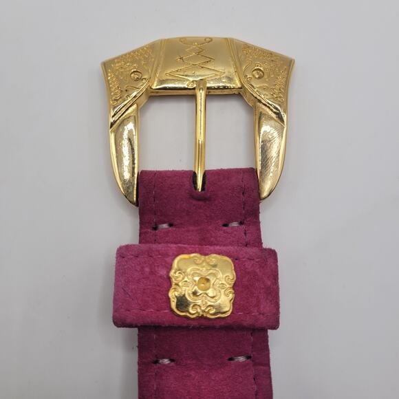 Vintage Two Blondes Belt Medium Pink Suede Statement Boho Retro 80s 90s Ornate main image 2